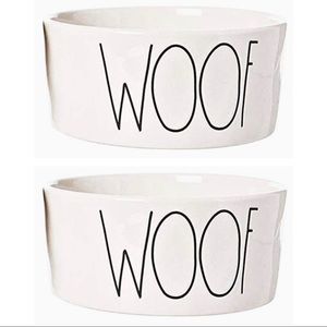 RAE DUNN (Set of 2) WOOF Dog Food and Water Bowls
